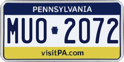 PA license plate MUO2072