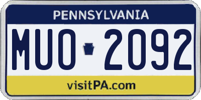 PA license plate MUO2092