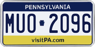 PA license plate MUO2096