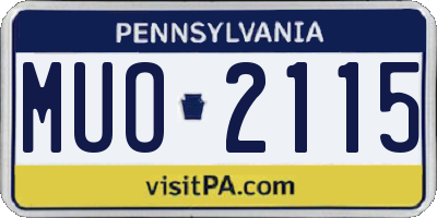 PA license plate MUO2115
