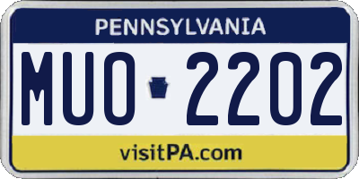 PA license plate MUO2202