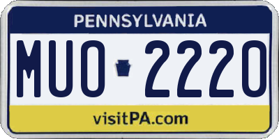 PA license plate MUO2220
