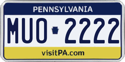 PA license plate MUO2222