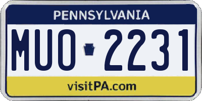 PA license plate MUO2231