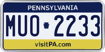 PA license plate MUO2233
