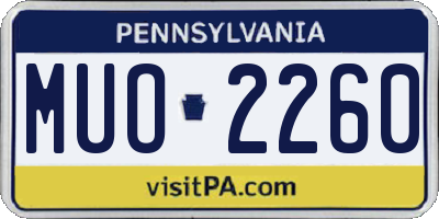 PA license plate MUO2260