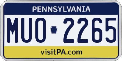 PA license plate MUO2265