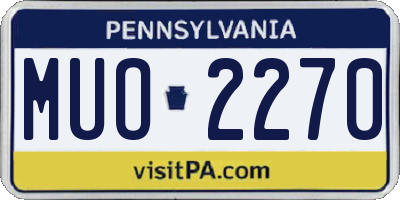 PA license plate MUO2270