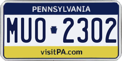 PA license plate MUO2302
