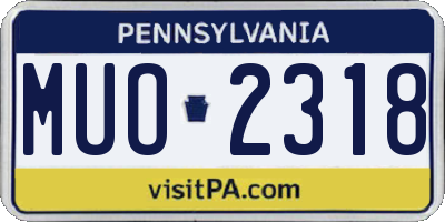 PA license plate MUO2318