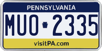 PA license plate MUO2335