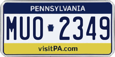 PA license plate MUO2349