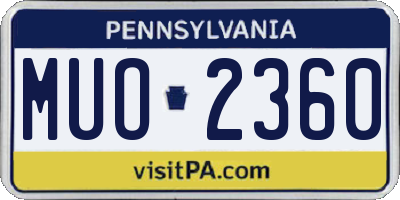 PA license plate MUO2360