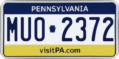 PA license plate MUO2372