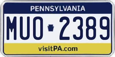 PA license plate MUO2389