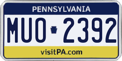 PA license plate MUO2392