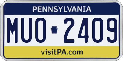 PA license plate MUO2409