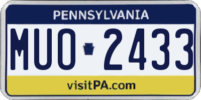 PA license plate MUO2433