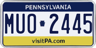 PA license plate MUO2445
