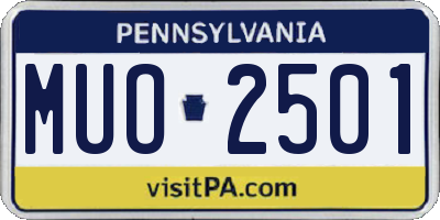 PA license plate MUO2501
