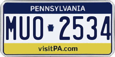PA license plate MUO2534