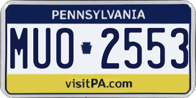 PA license plate MUO2553
