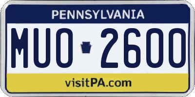 PA license plate MUO2600