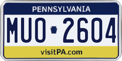 PA license plate MUO2604