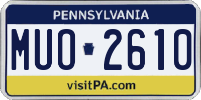 PA license plate MUO2610