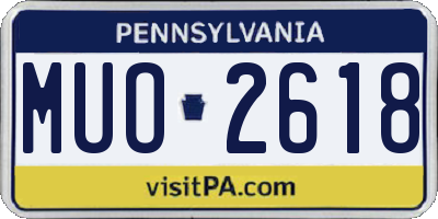 PA license plate MUO2618