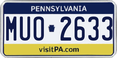 PA license plate MUO2633