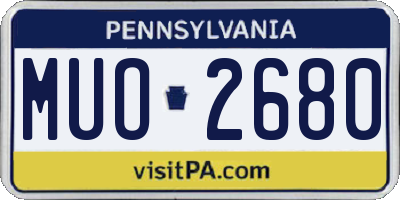 PA license plate MUO2680