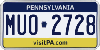 PA license plate MUO2728