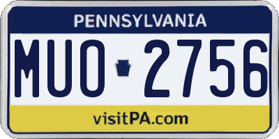 PA license plate MUO2756