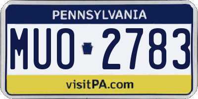 PA license plate MUO2783