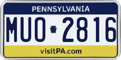 PA license plate MUO2816