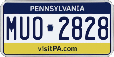 PA license plate MUO2828