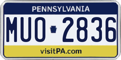 PA license plate MUO2836