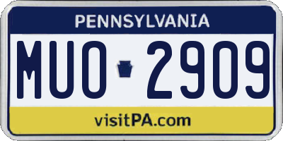 PA license plate MUO2909