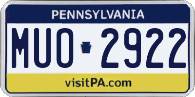 PA license plate MUO2922