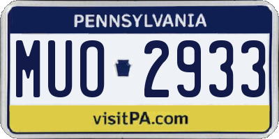 PA license plate MUO2933