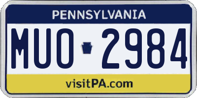 PA license plate MUO2984