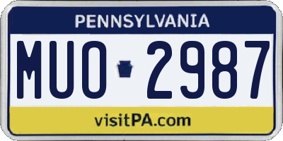 PA license plate MUO2987