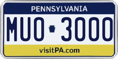PA license plate MUO3000