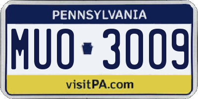 PA license plate MUO3009