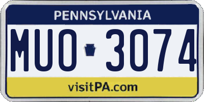 PA license plate MUO3074