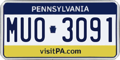 PA license plate MUO3091