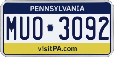 PA license plate MUO3092