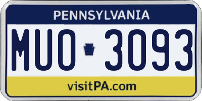 PA license plate MUO3093