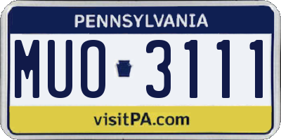 PA license plate MUO3111